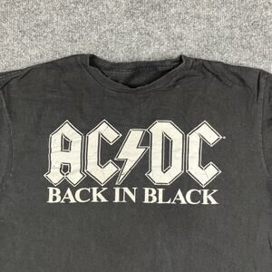 AC/DC Back In Black T-Shirt Mens L Black Graphic Band Tee Rock Music Vintage